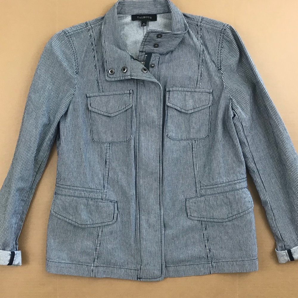 Talbots Gray Striped Jacket - image 2